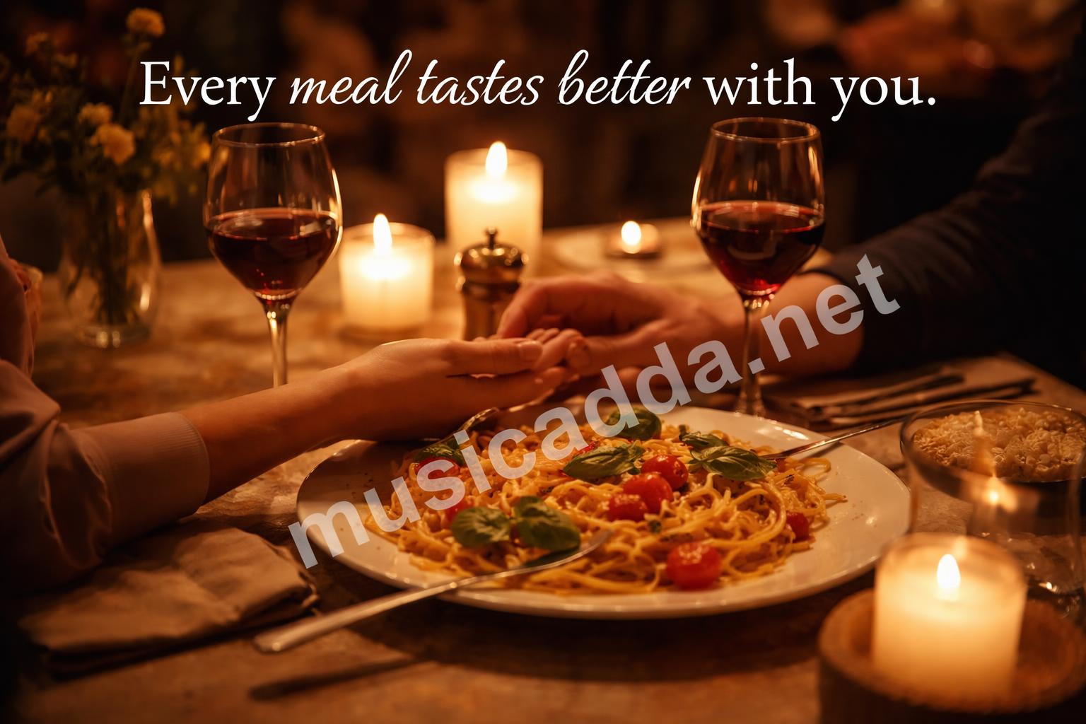 Candlelit dinner for two with wine glasses