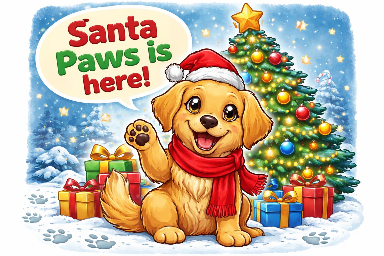 Christmas dog puns hero cartoon