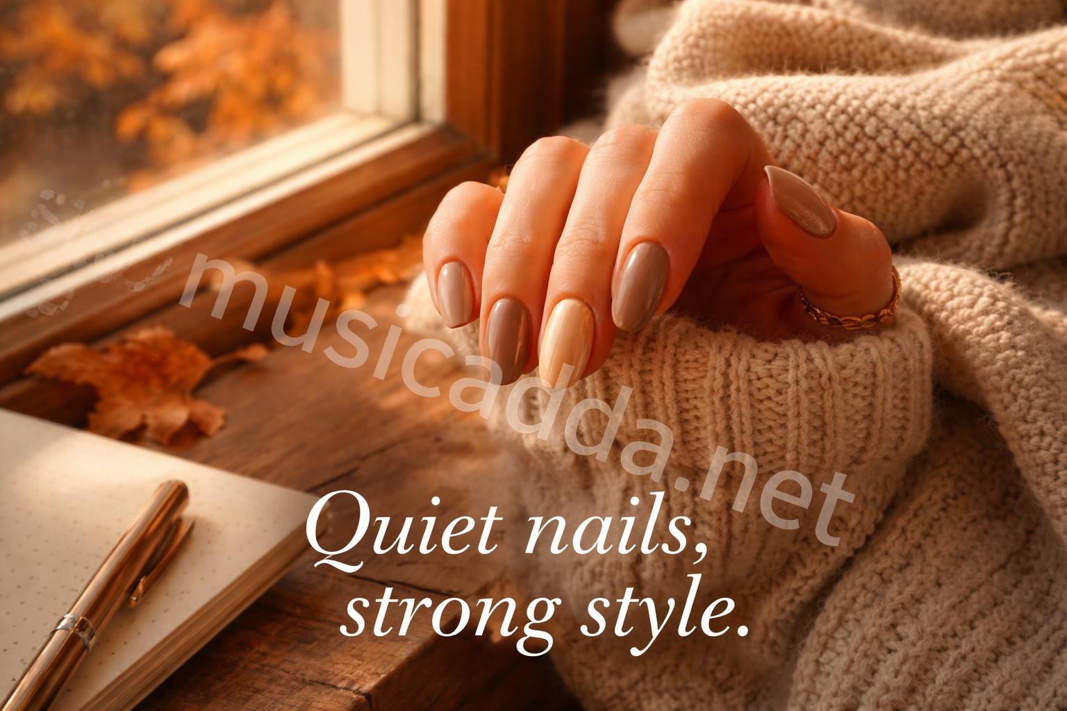 Classy fall nails final lifestyle scene