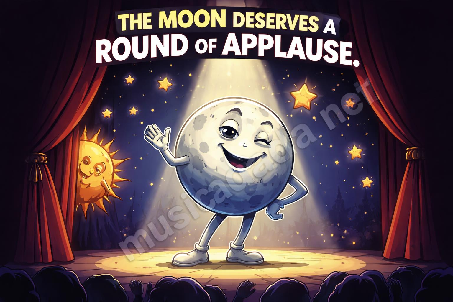 Clever eclipse puns stars and moon stage light