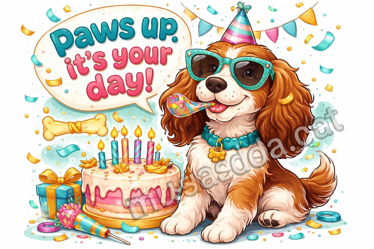 Dog birthday caption funny poster