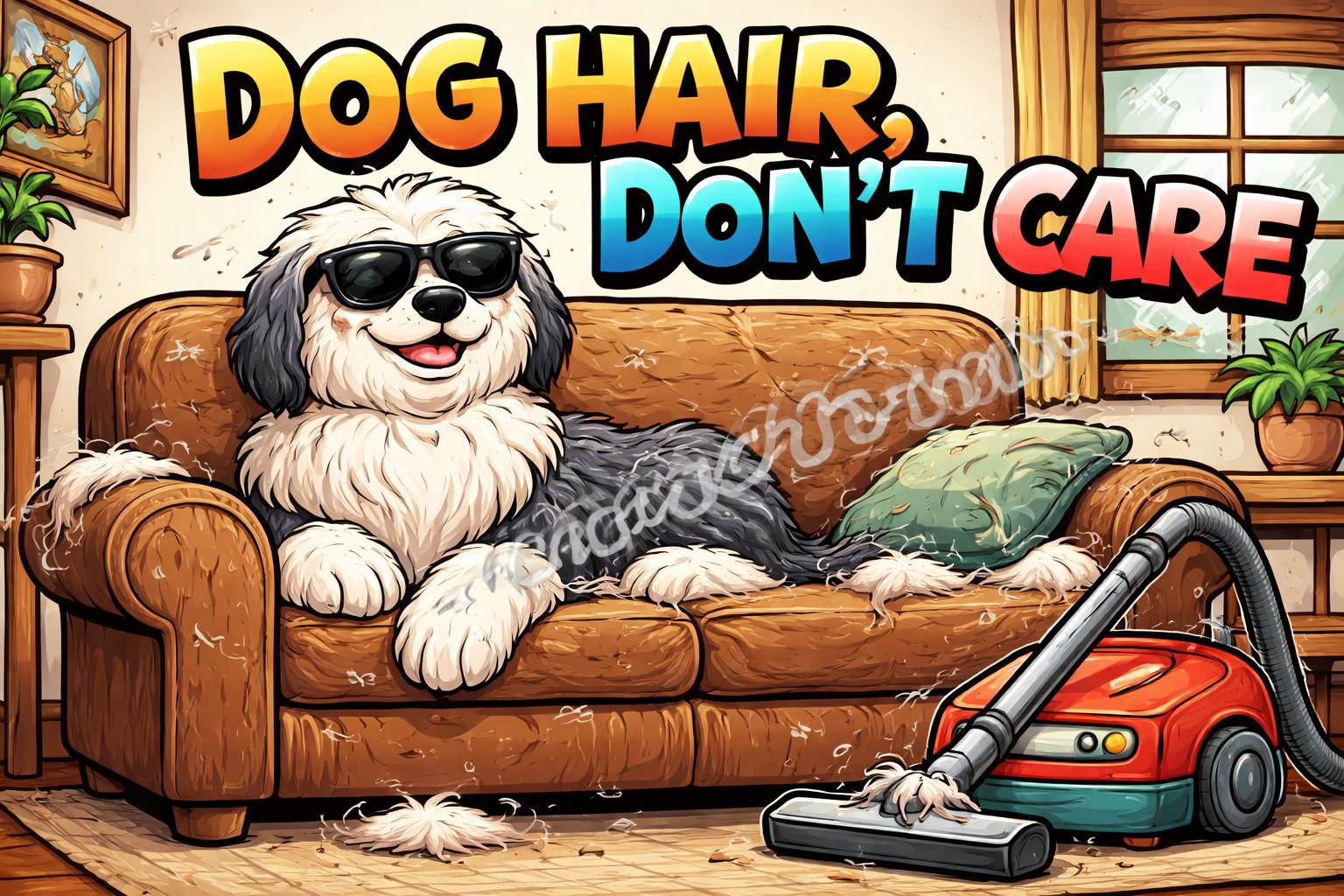 Dog hair dont care cartoon