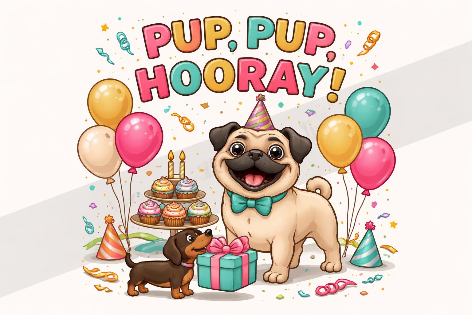 Dog pun party card cartoon