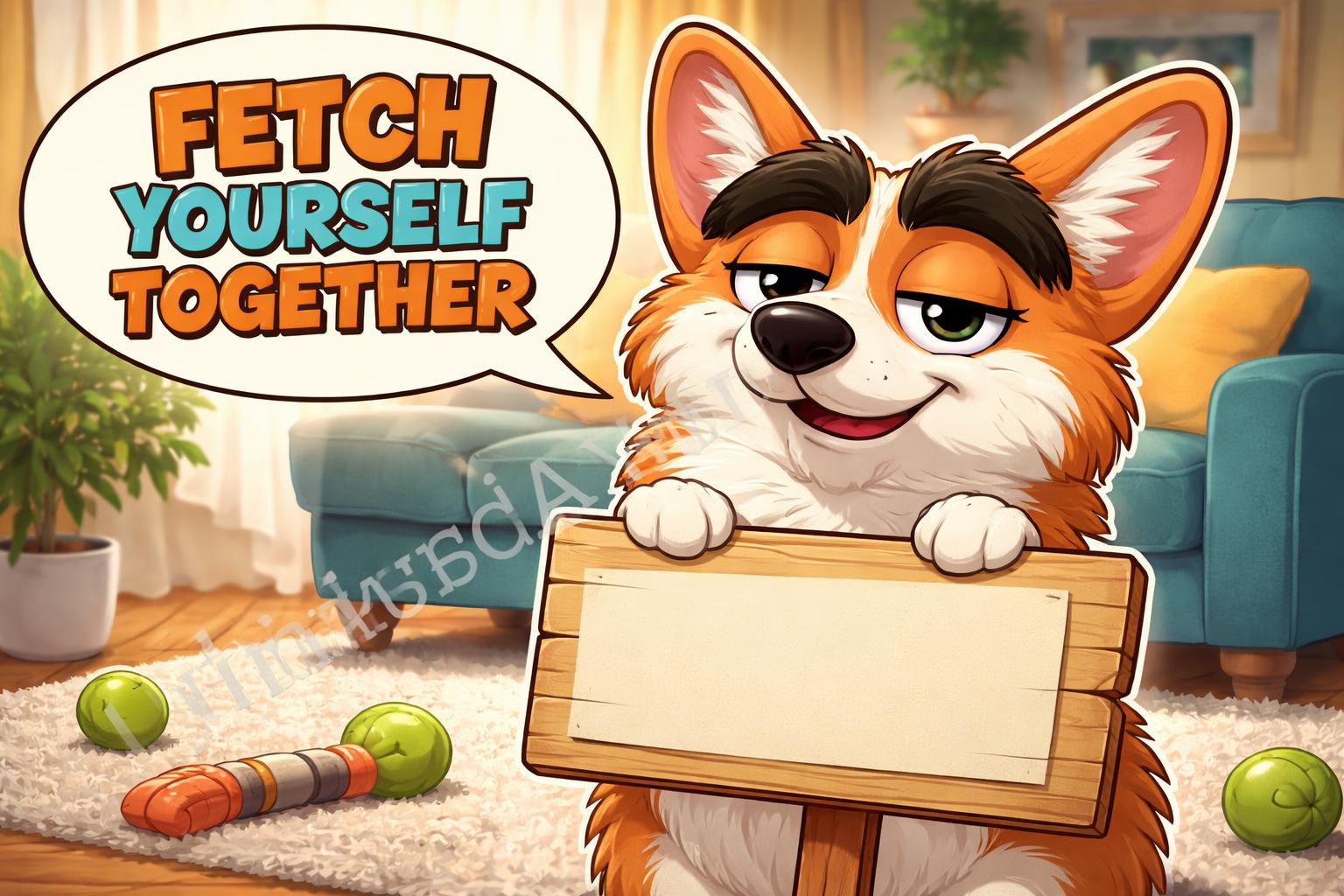 Dog pun speech bubble closeup