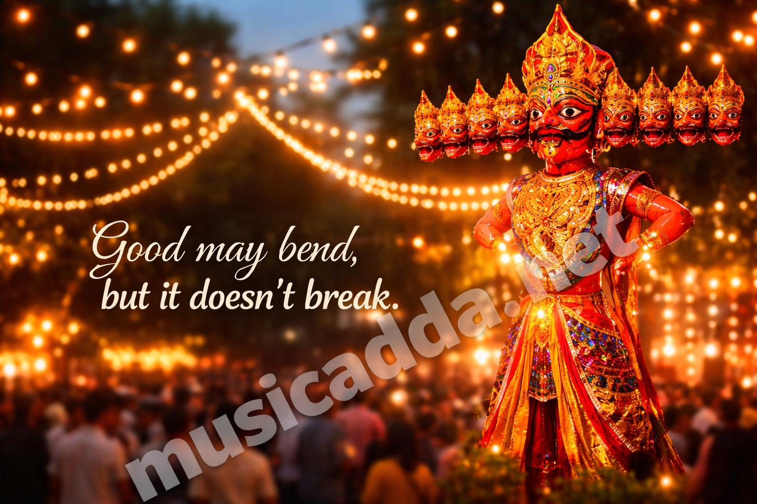 Dussehra quotes with ravana effigy and lights