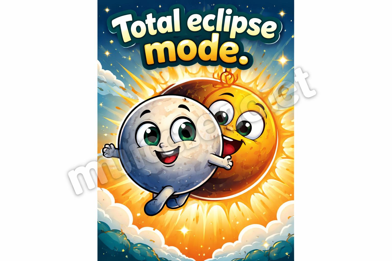 Eclipse puns hero cartoon moon blocking the sun