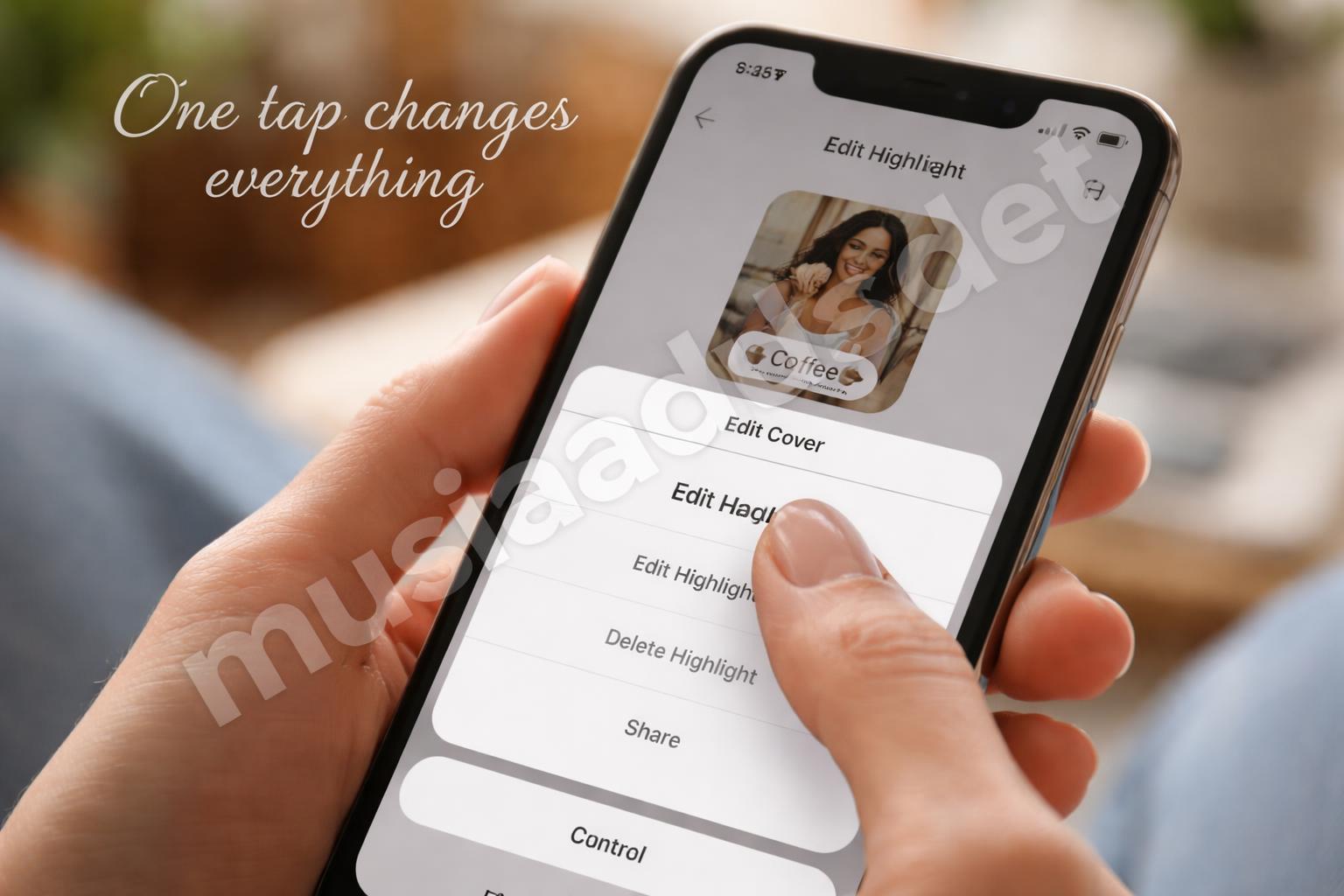 Editing instagram highlight cover on phone