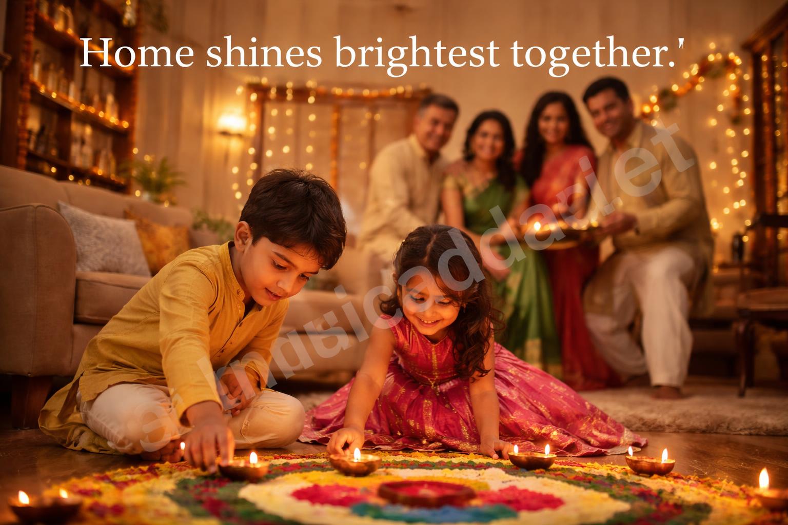 Family diwali home decoration candles