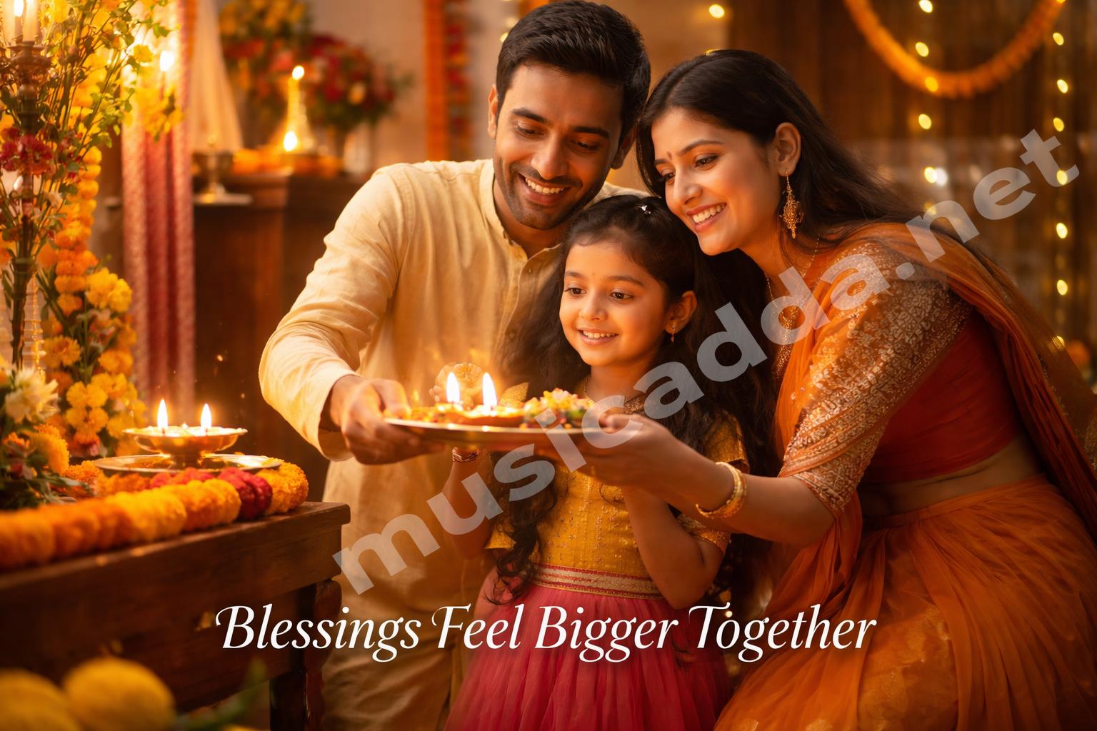 Family navratri aarti home celebration