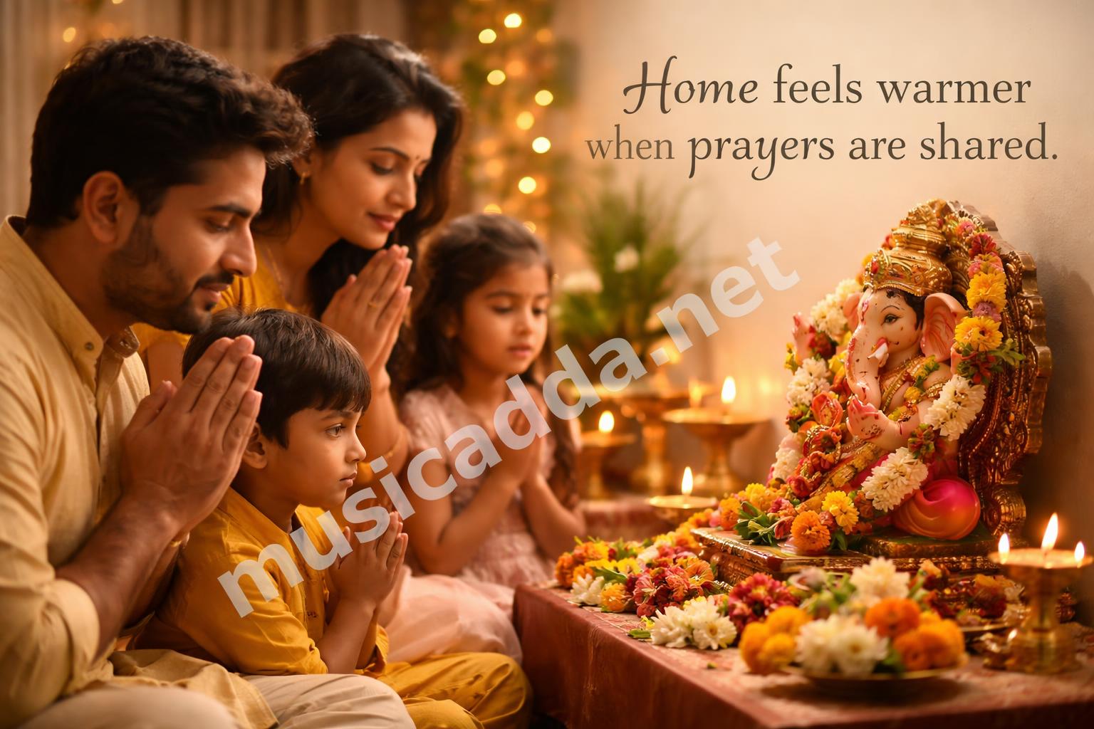 Family performing ganesh chaturthi puja