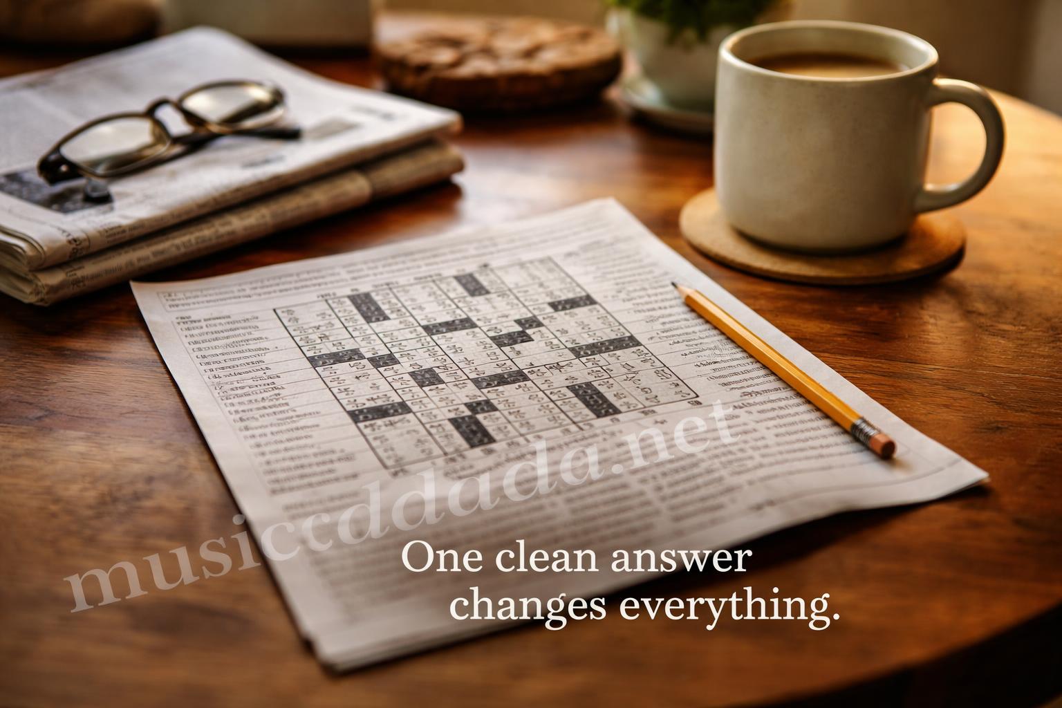 Finished crossword grid with sage clue solved