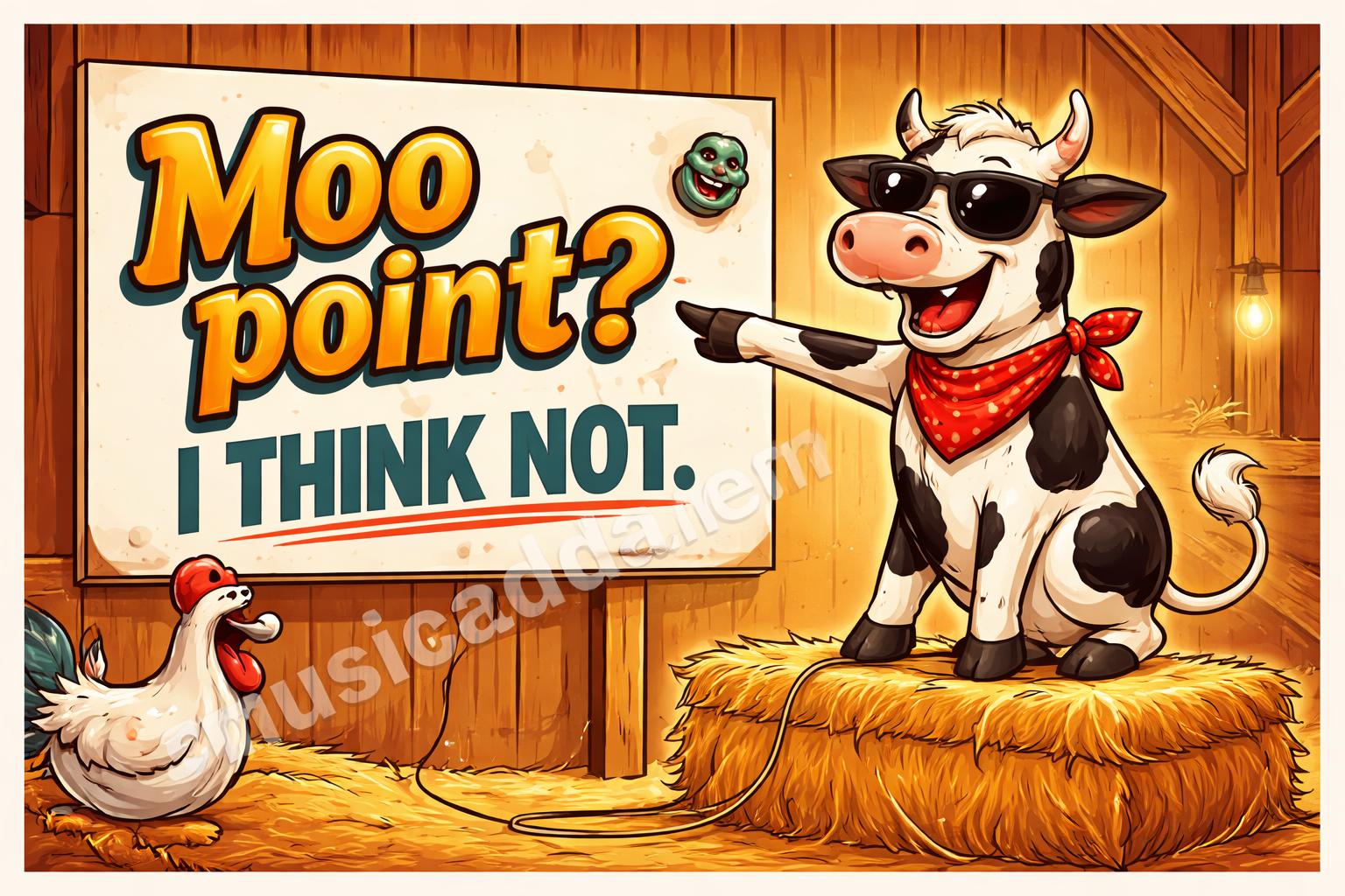 Funny cow puns silly cartoon poster