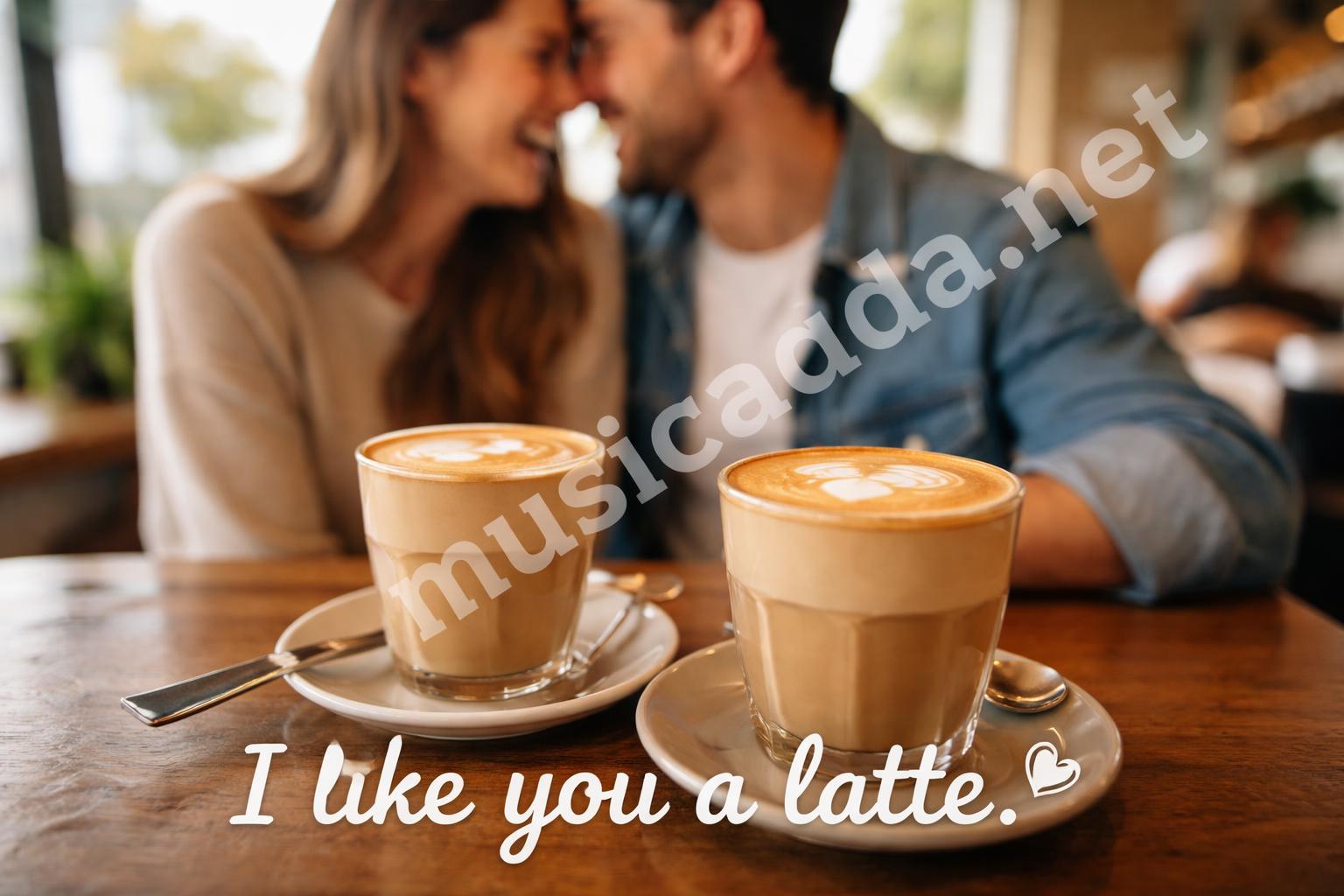 Funny flirty coffee date latte art couple