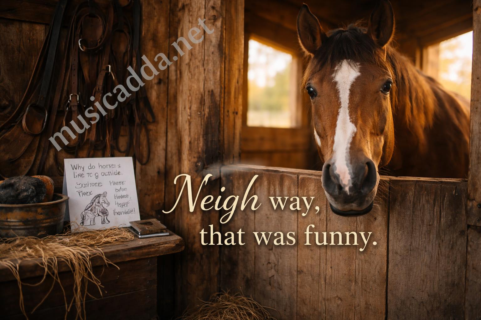 Funny horse puns stable scene
