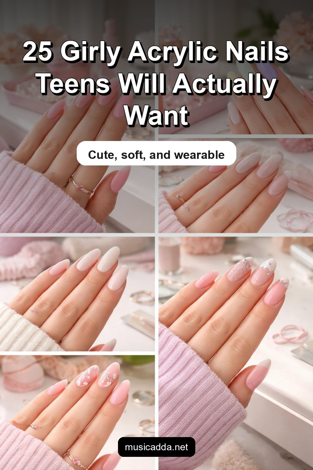 Pinterest image for 25 Girly Acrylic Nails Every Teen Will Love
