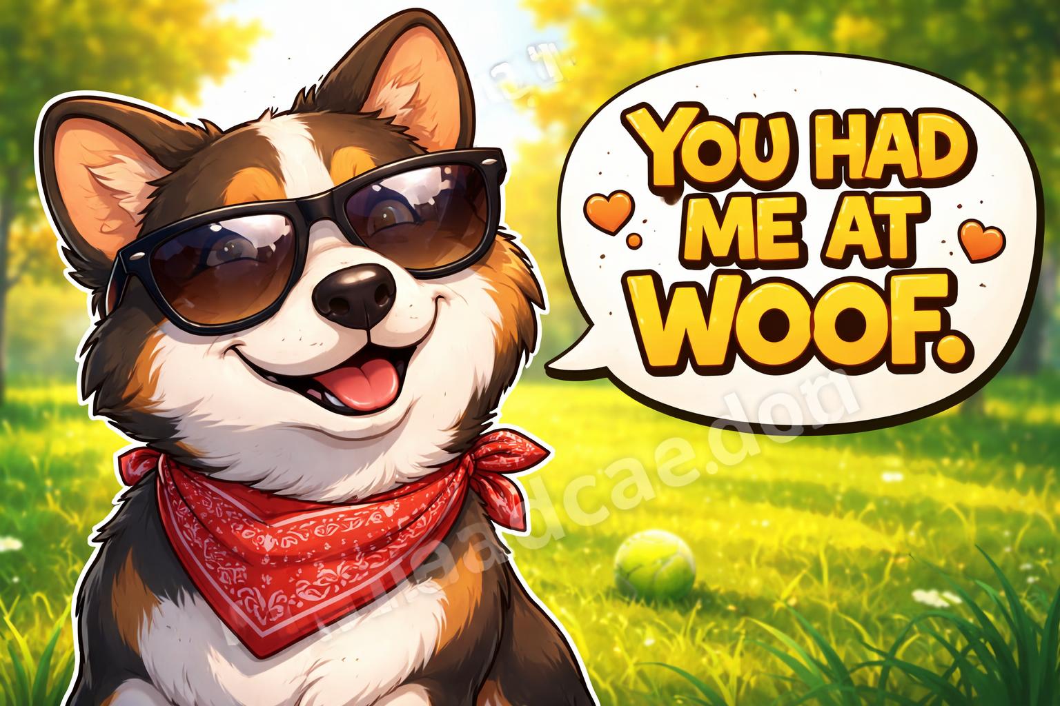 Happy dog sunglasses caption joke