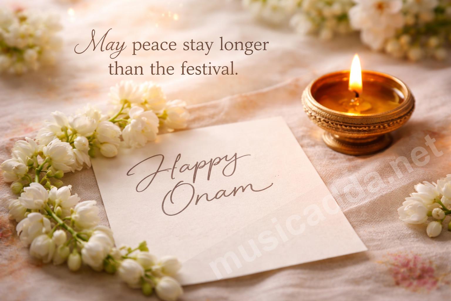 Heartfelt onam greeting with floral background
