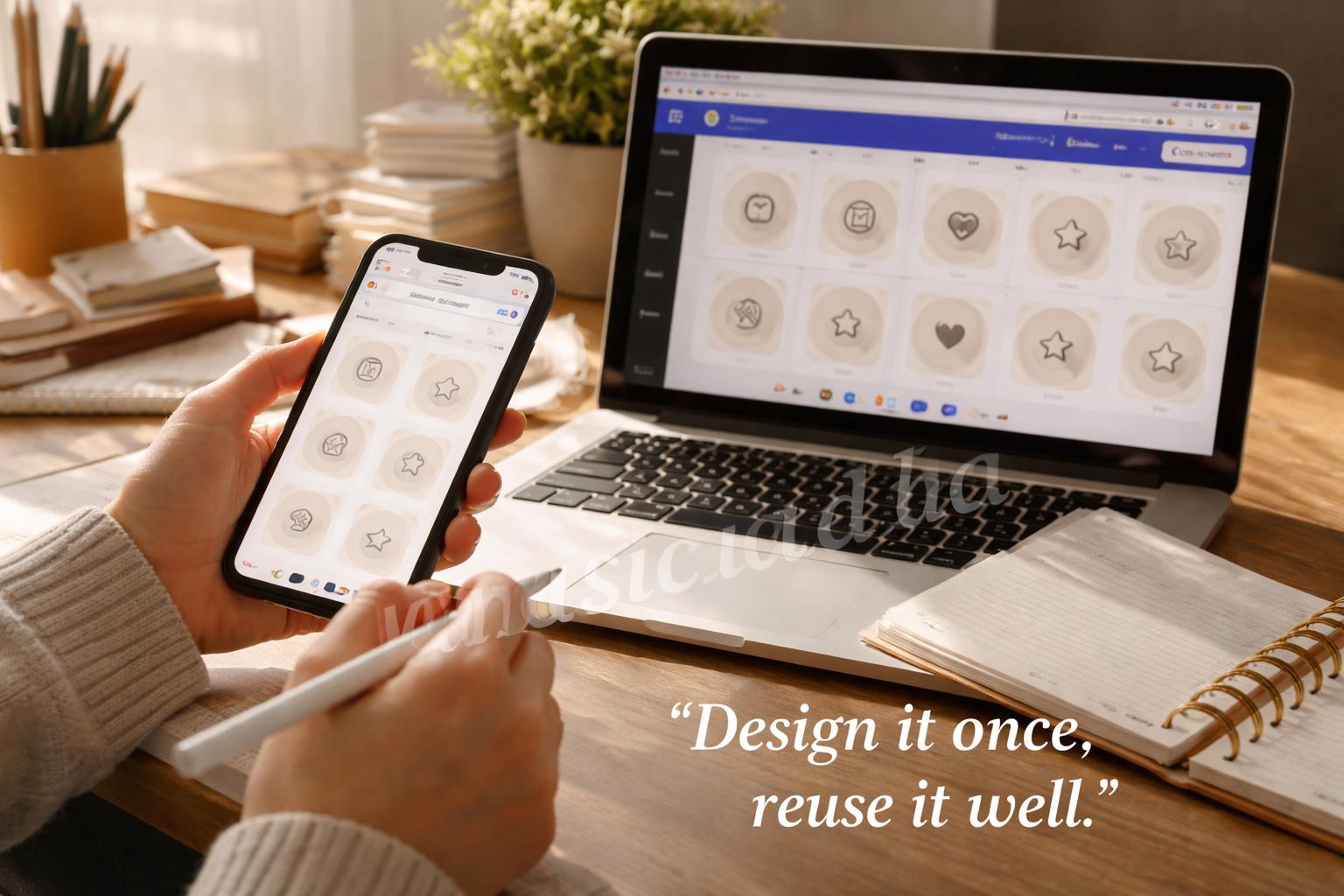 Instagram highlight cover design process phone