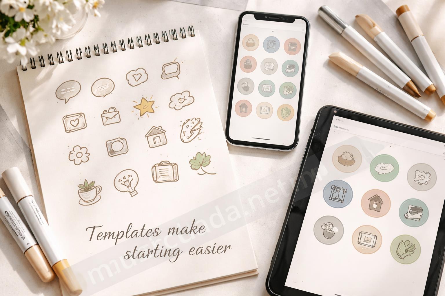 Instagram highlight cover template flatlay