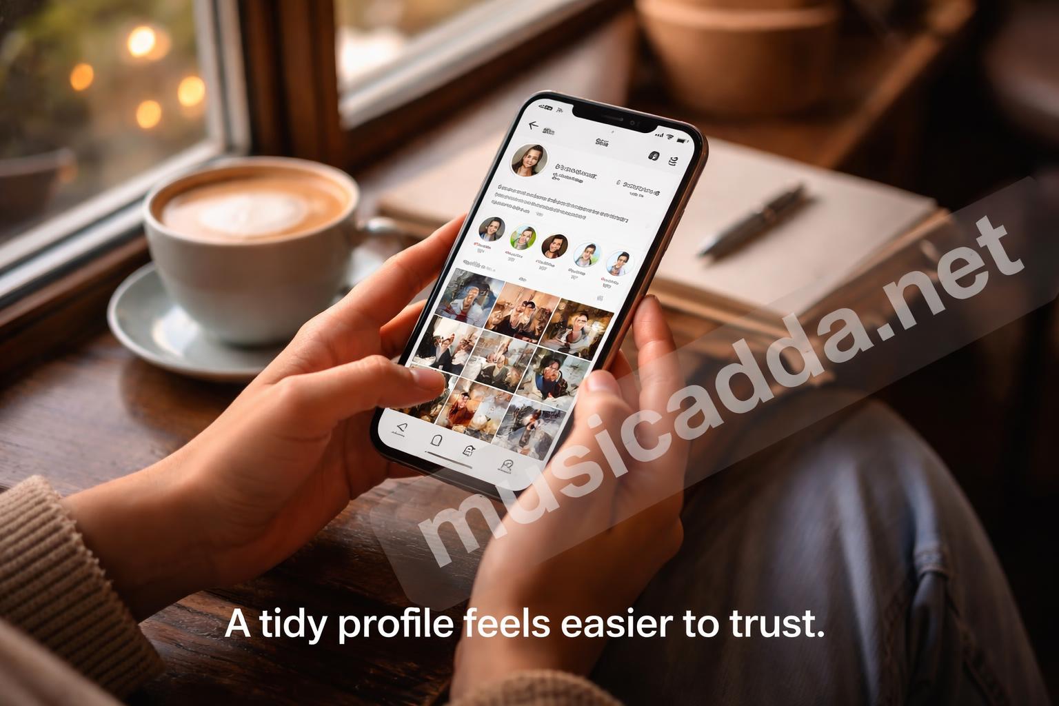 Instagram profile with clean highlight covers