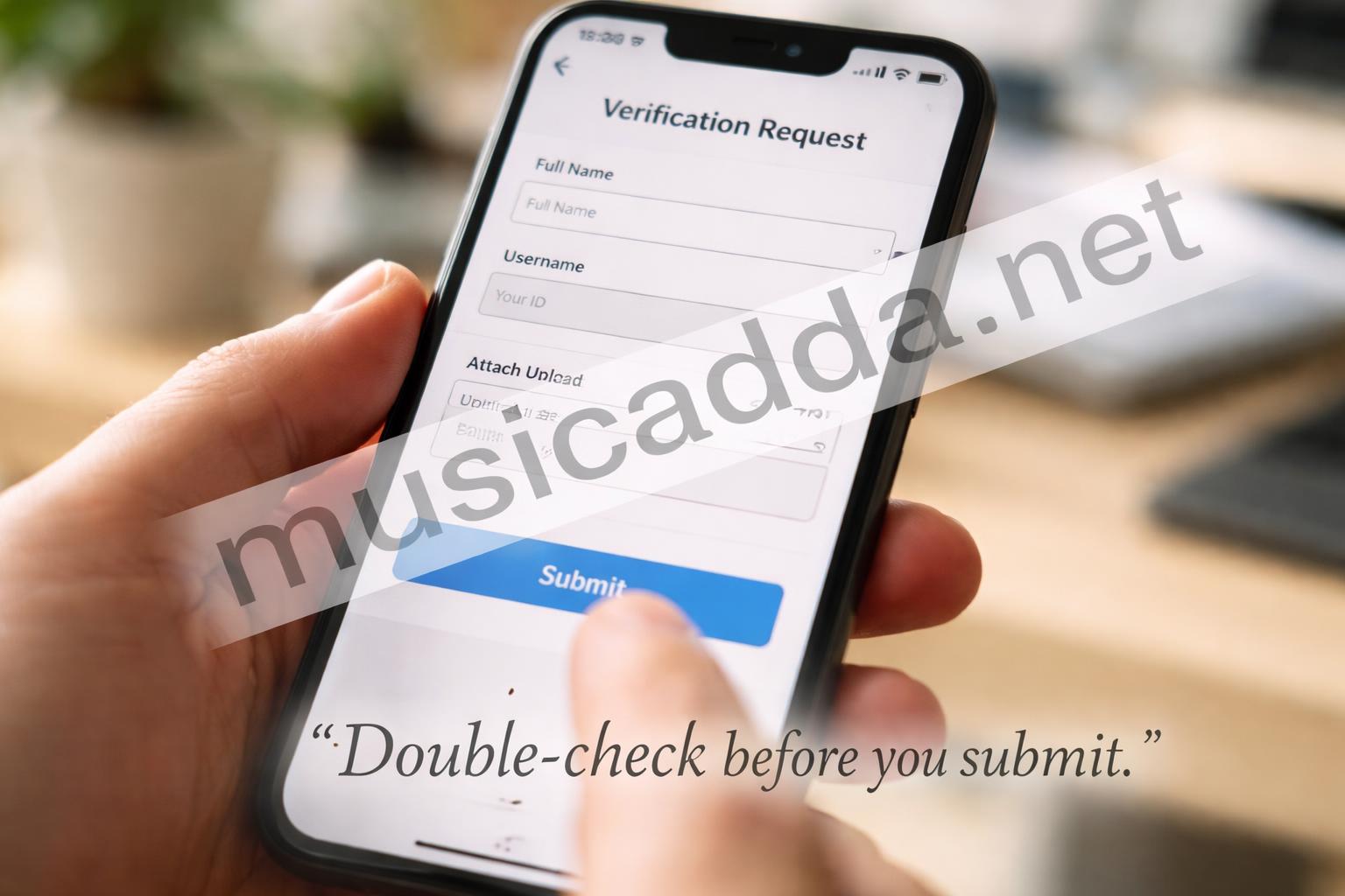Instagram verification request form on phone