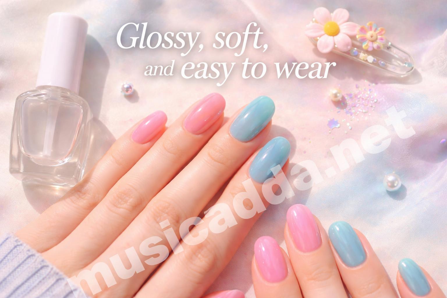 Jelly teal and pink teen nails