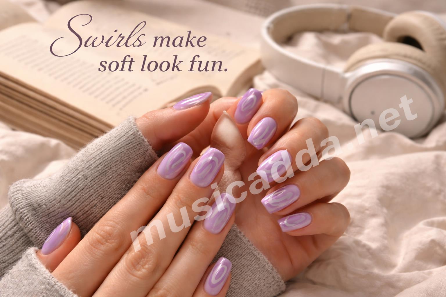 Lavender swirl cute teen nails