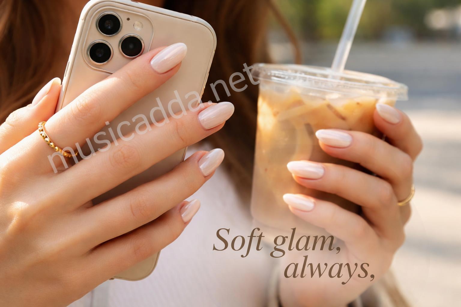 Luxury inspired teen manicure soft glam finishing look