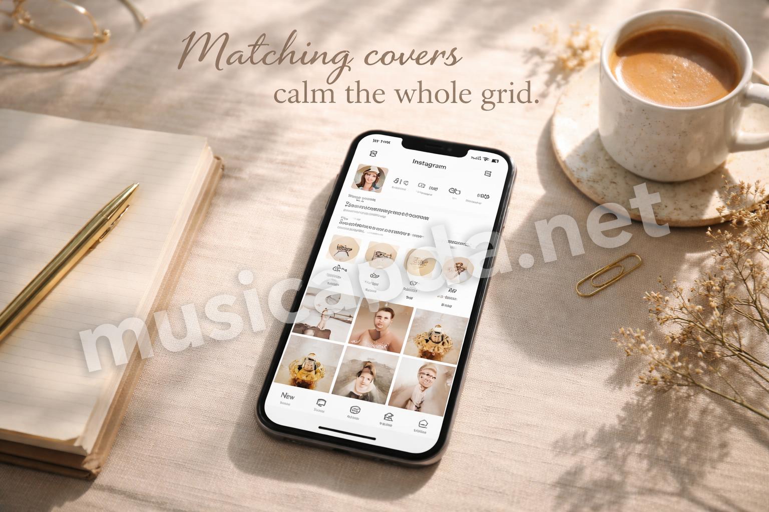 Matching instagram highlight covers row