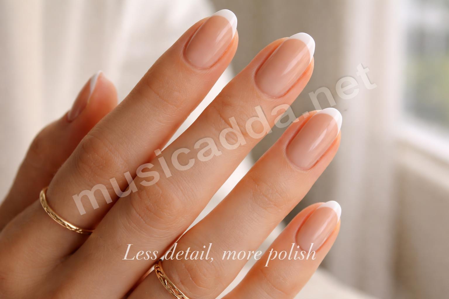 Micro french tip teen nail closeup