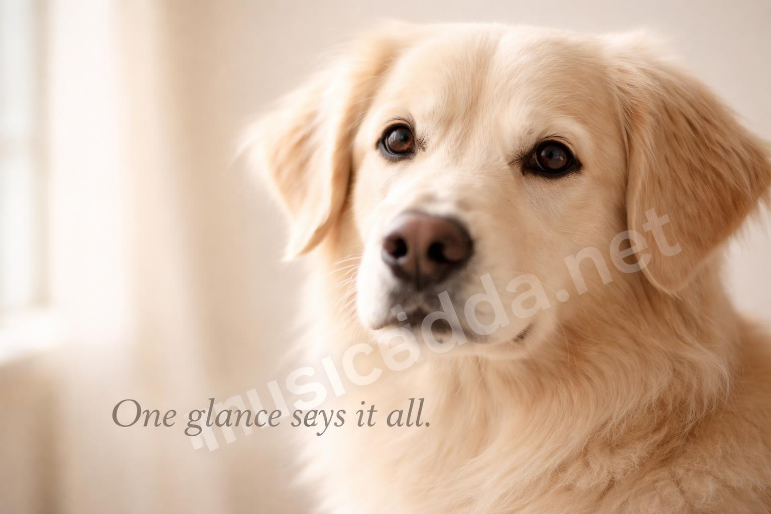 Minimal dog caption one word look