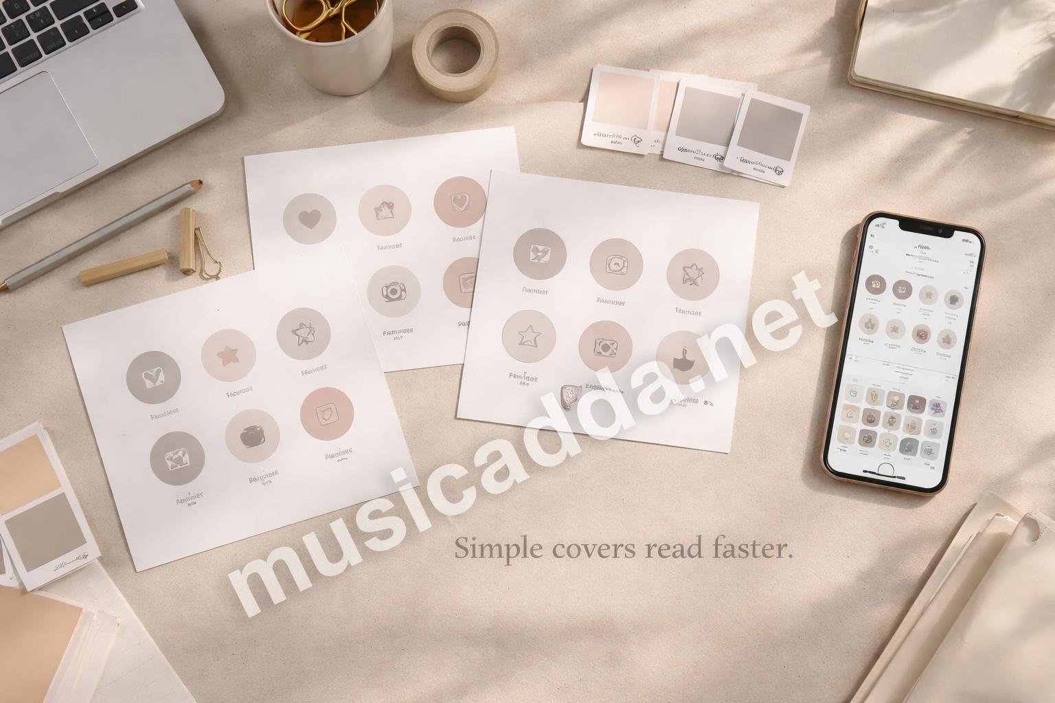 Minimal instagram highlight covers flat lay