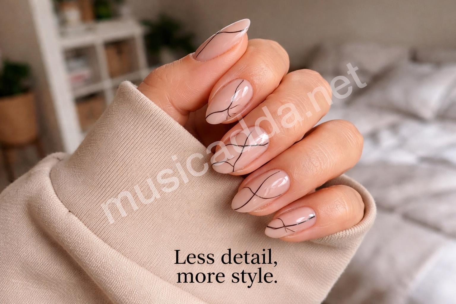 Minimal line art teen nail designs
