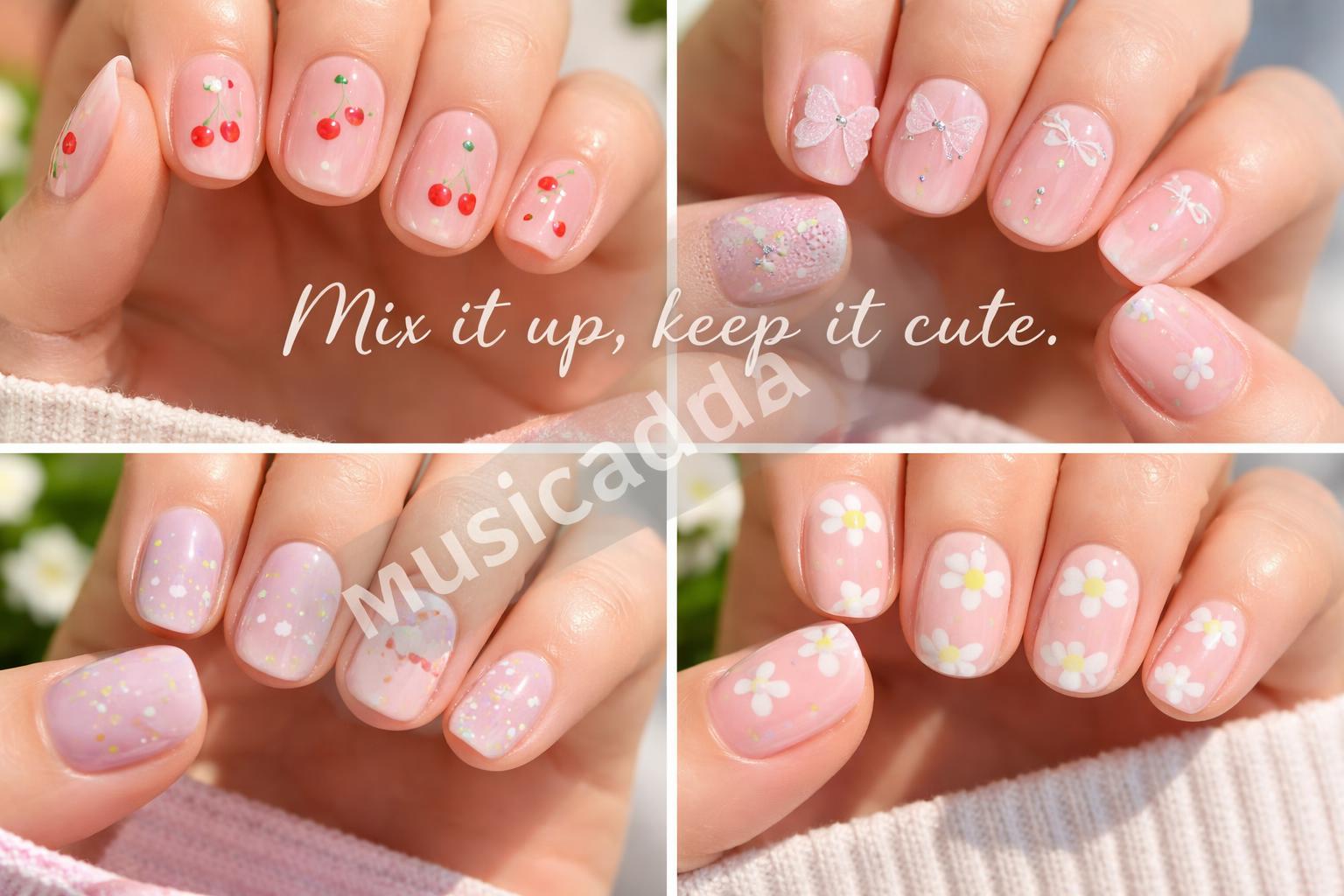 Mix and match cute nail art teen style