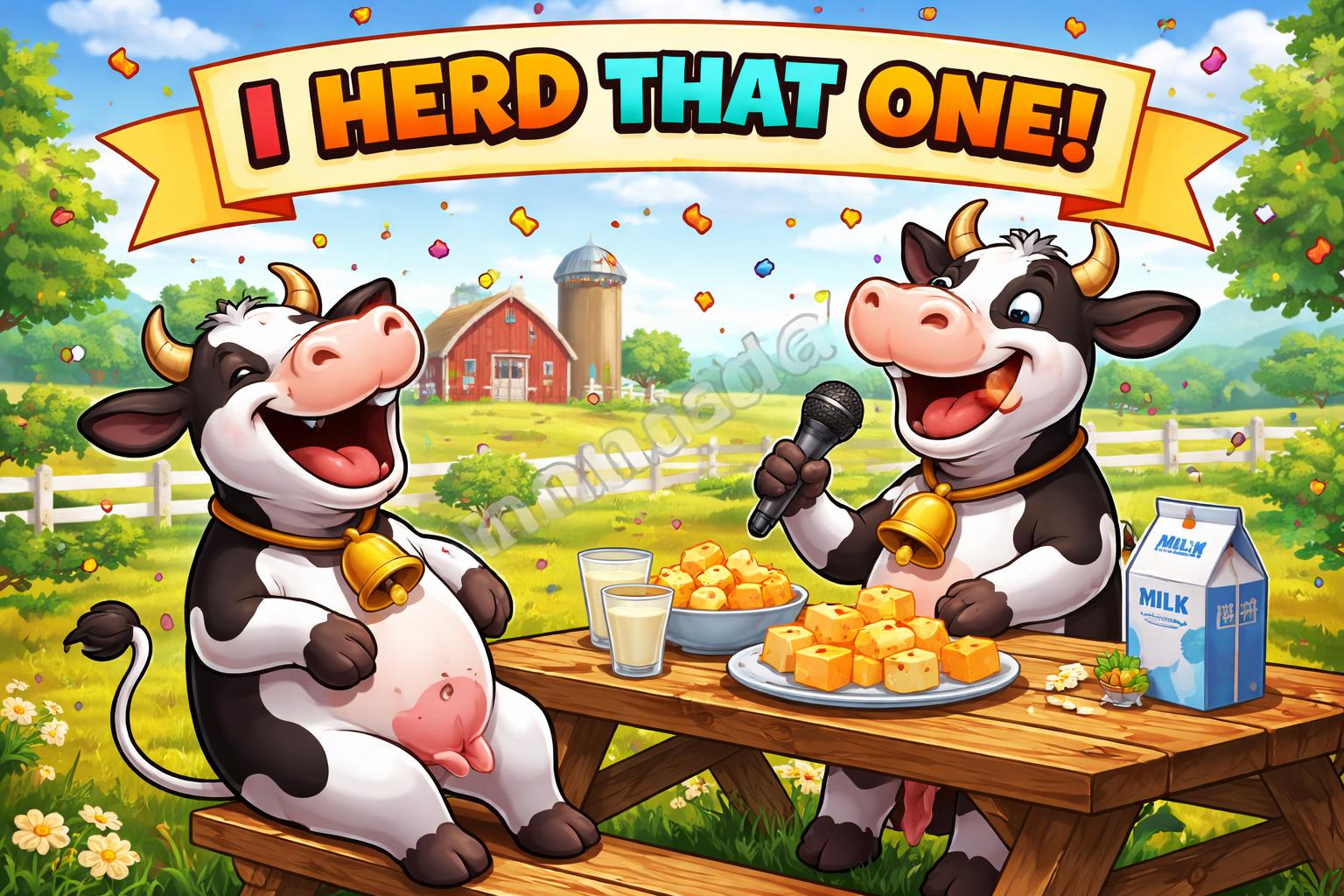 Moo jokes cow reaction cartoon