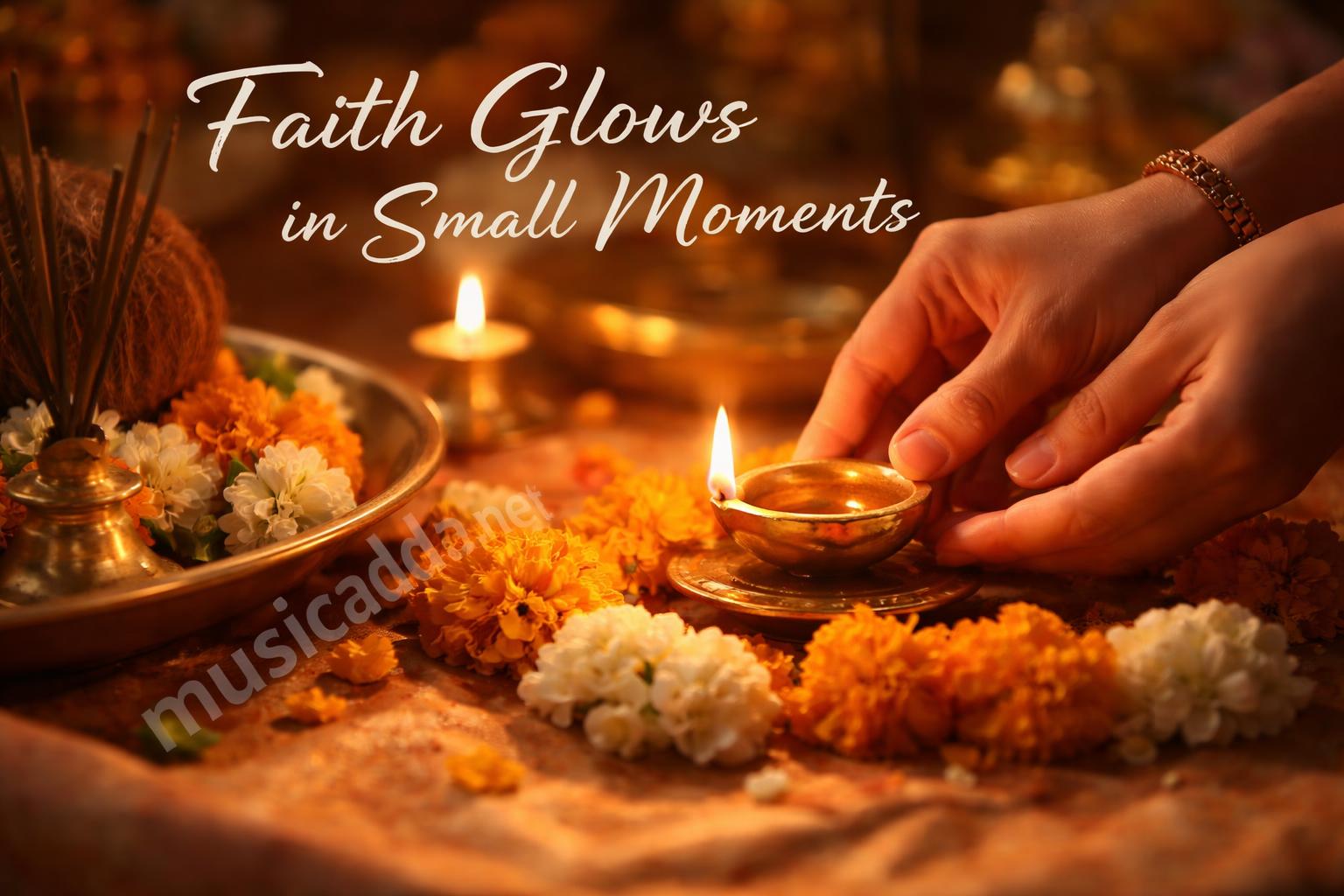 Navratri diya prayer altar closeup