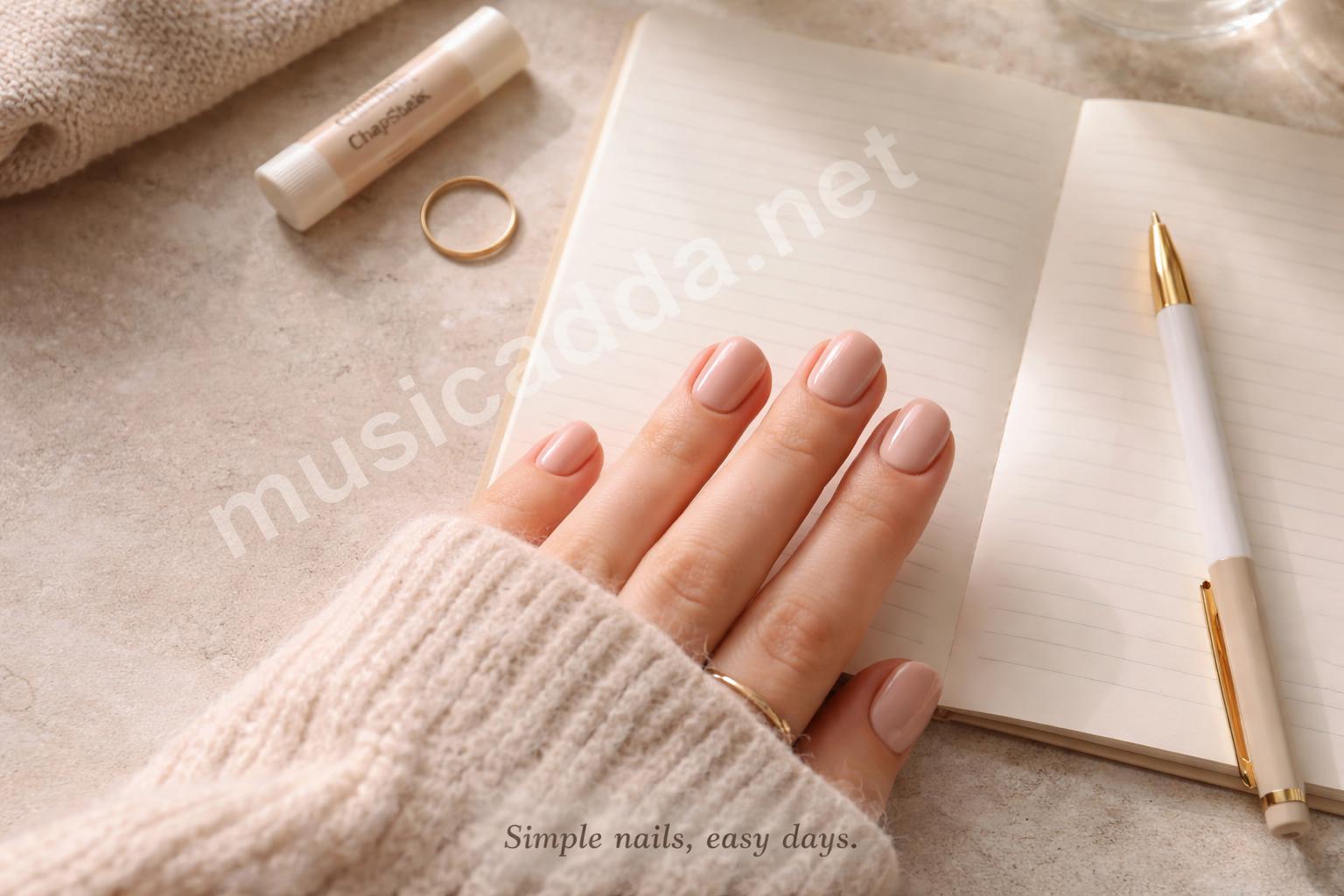 Neutral short teen nails clean natural look