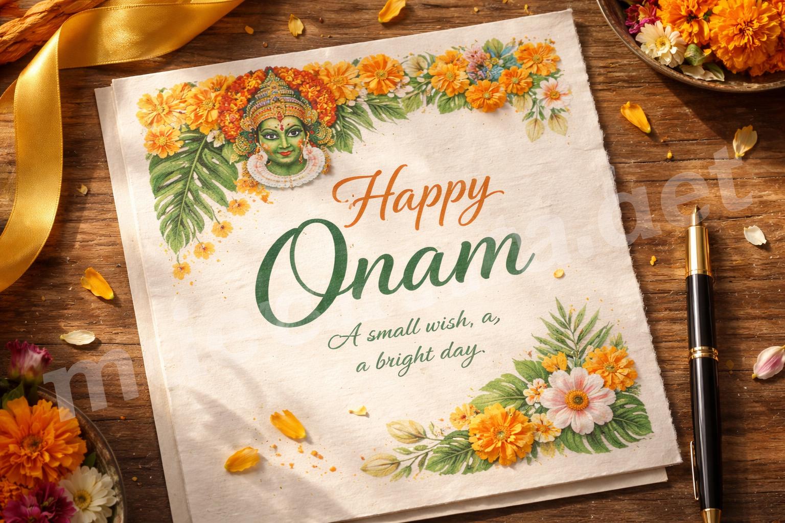 Onam card with short festive quote