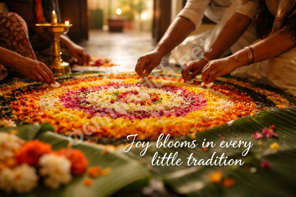 Onam celebration with flower rangoli