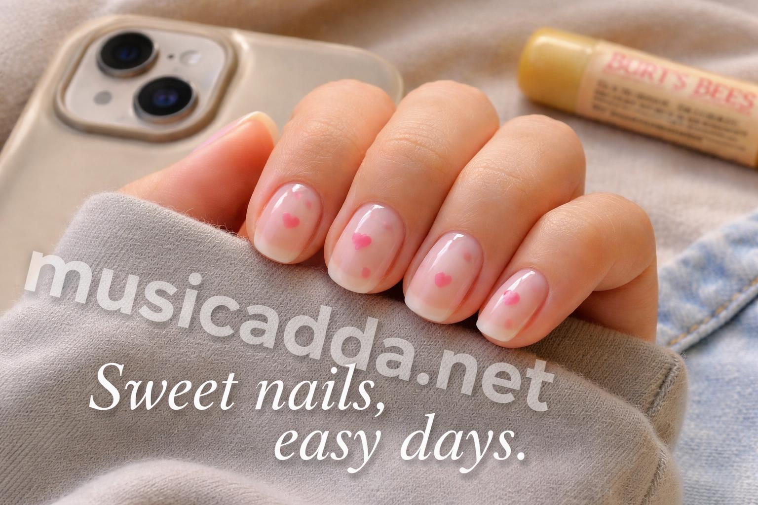 Pastel hearts nude teens nails