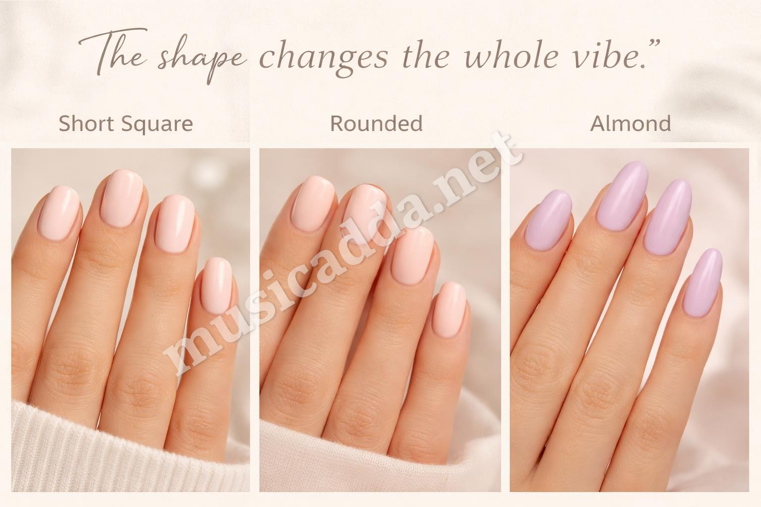 Pastel nail shape and color comparison
