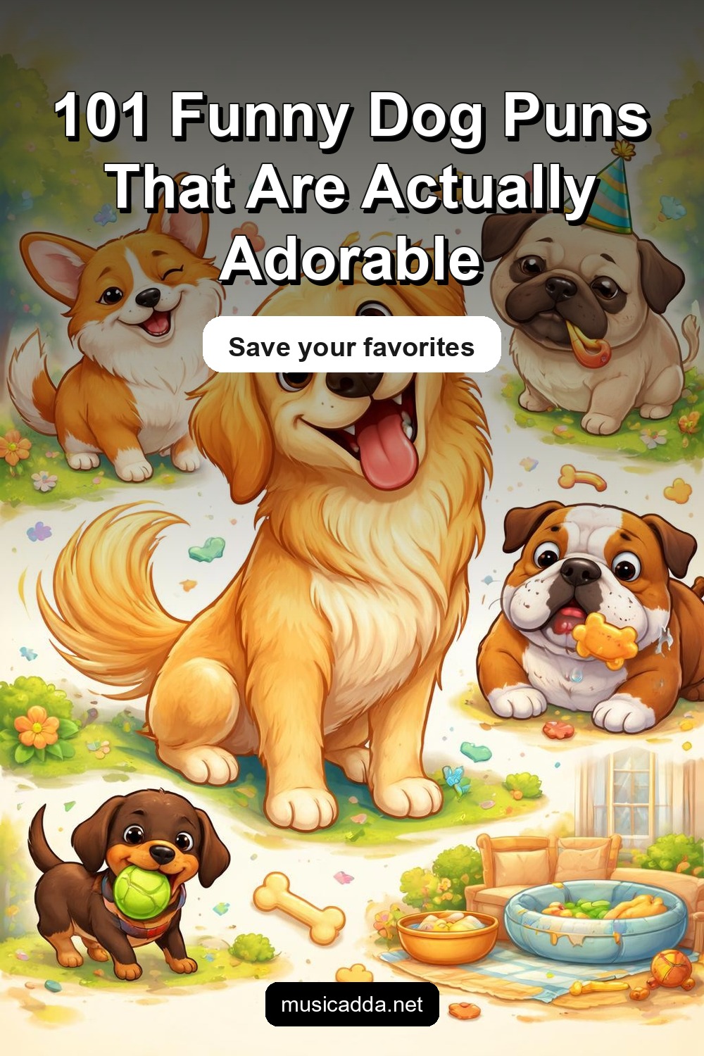 Pinterest image for 101 Funny Dog Puns That Are Pawsitively Hilarious