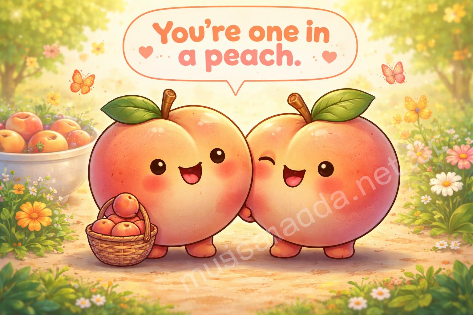 Peach puns cute friend cartoon