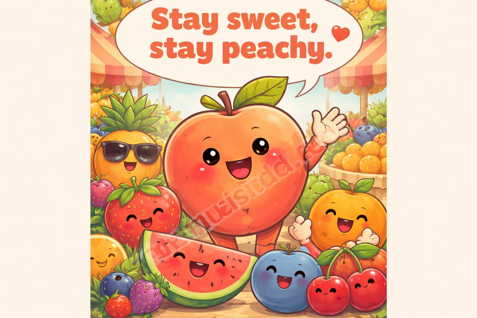 Peach puns finale cartoon poster