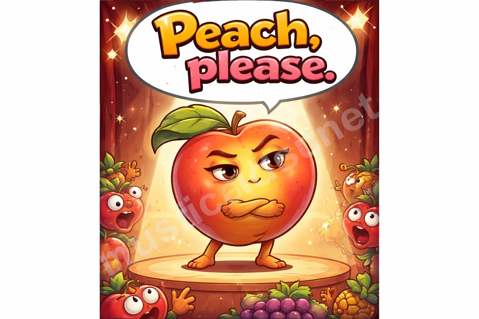Peach puns sassy cartoon reaction