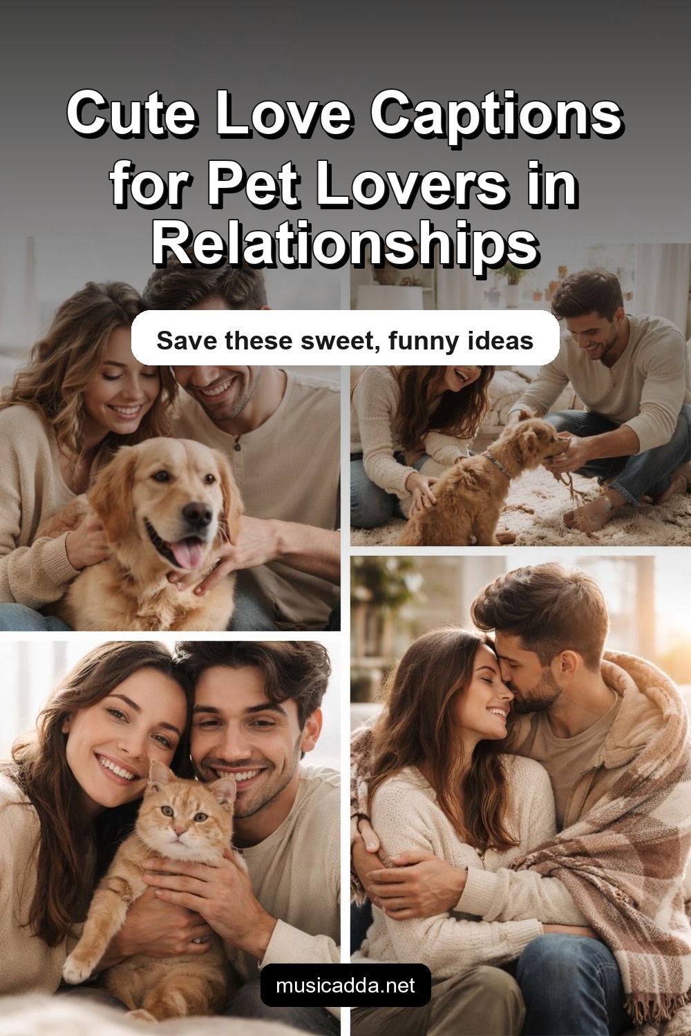 Pinterest image for Love Captions for Pet Lovers in Relationships