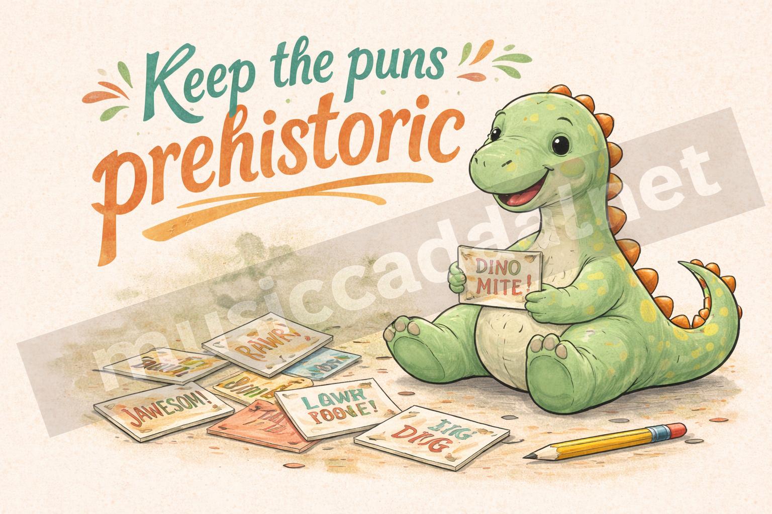 Playful dinosaur illustration with fun pun vibe