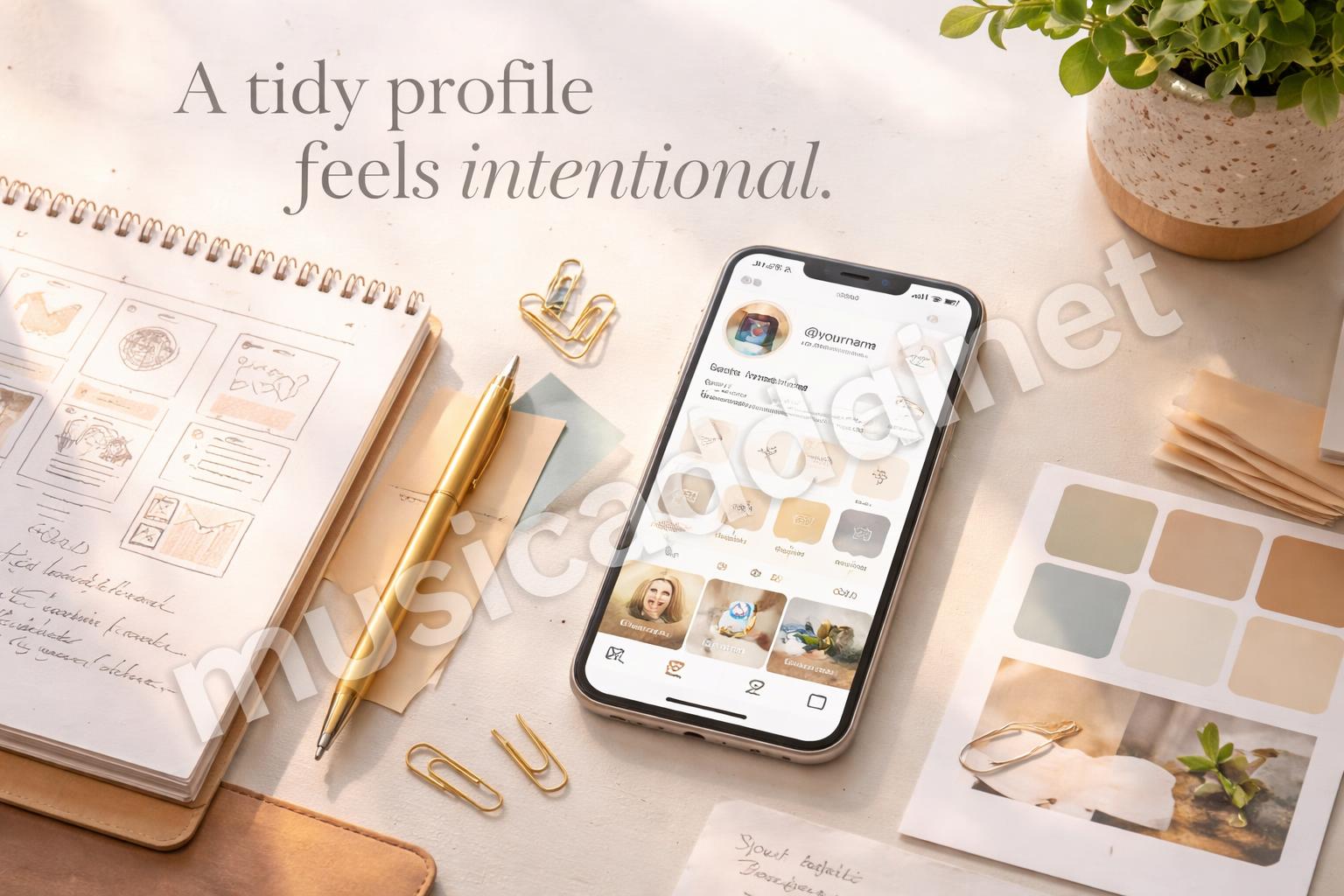 Polished instagram profile with highlight covers