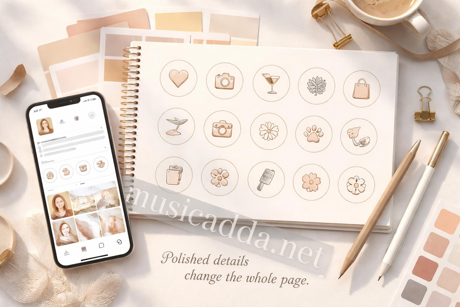 Professional instagram highlight covers flatlay