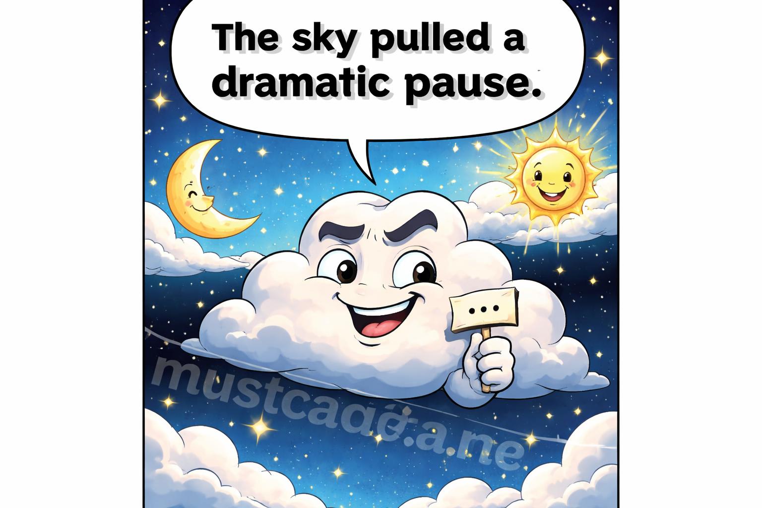 Pun list eclipse sky character raising eyebrows